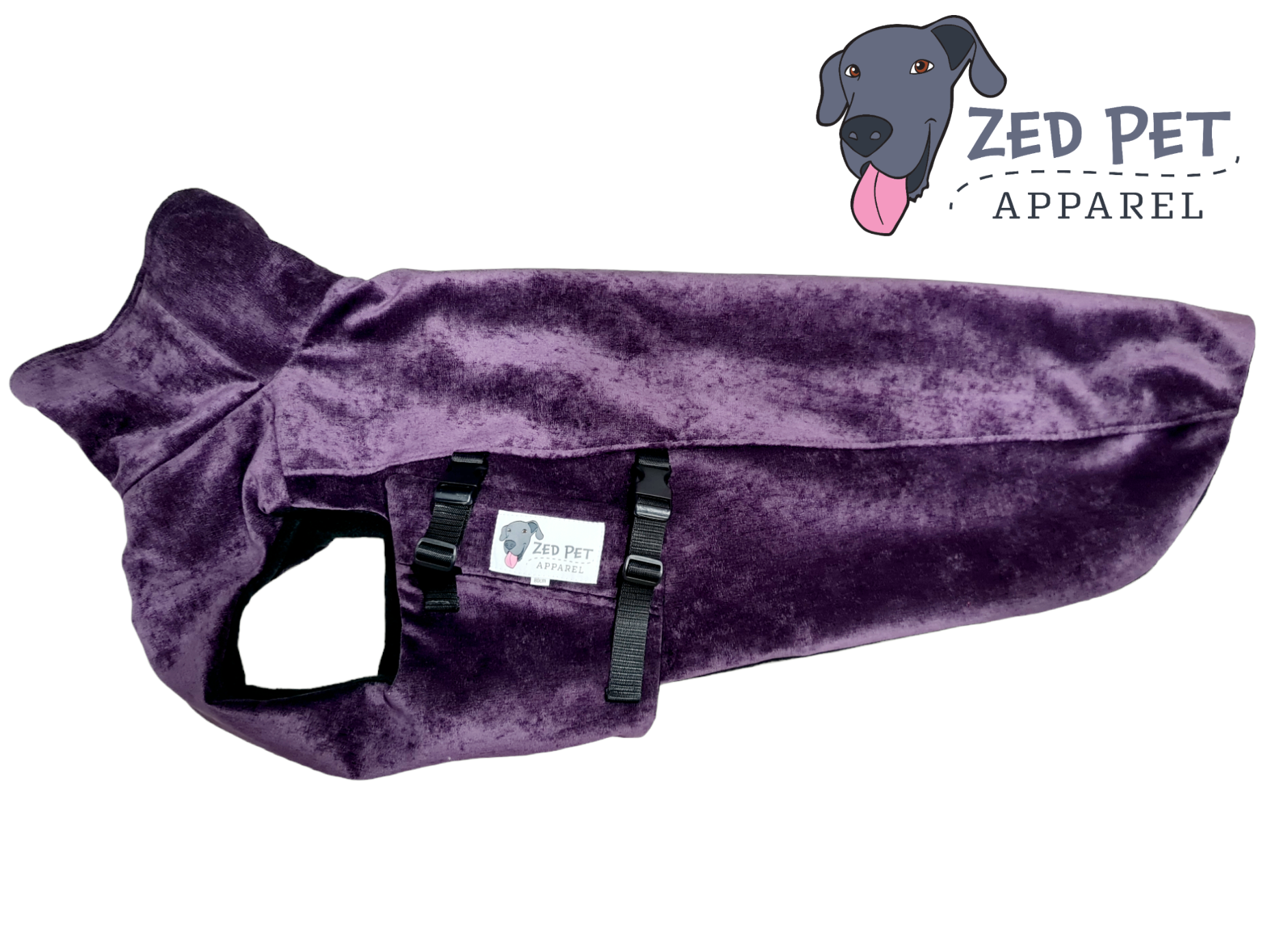 Shiny purple dog coat jacket with turtle neck